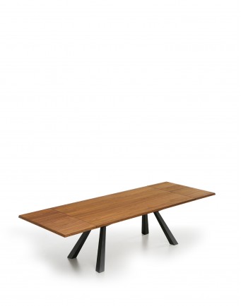 Стол обеденный раздвижной Zeus (орех/черный) 200/250см